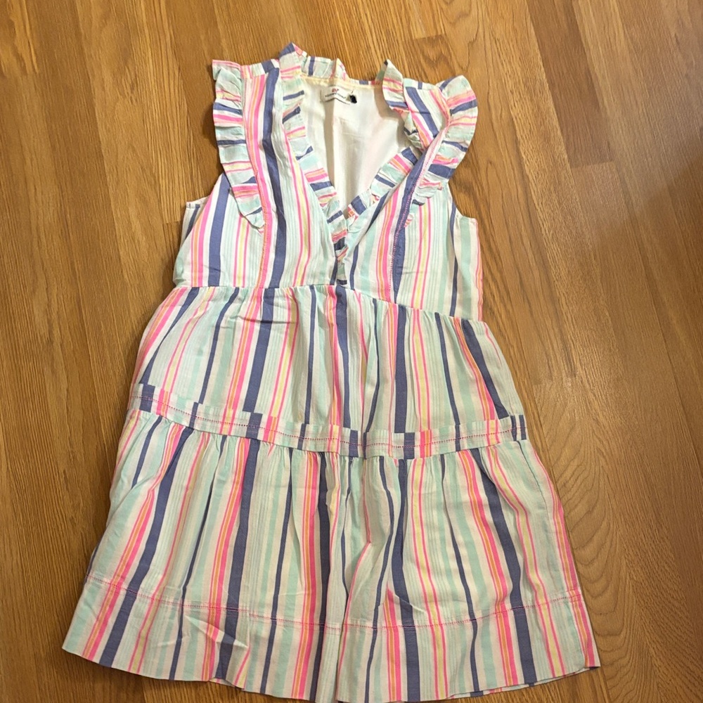 Vineyard Vines Multi-Color Striped Ruffle Midi Dress